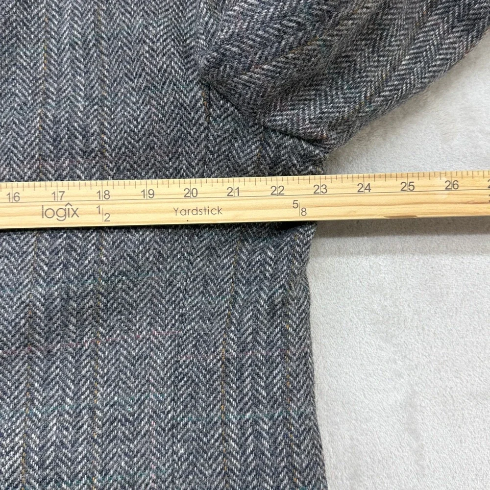 Vintage Levi's Sport Coat Mens 42R Grey Herringbone Tweed Wool Blazer Plaid